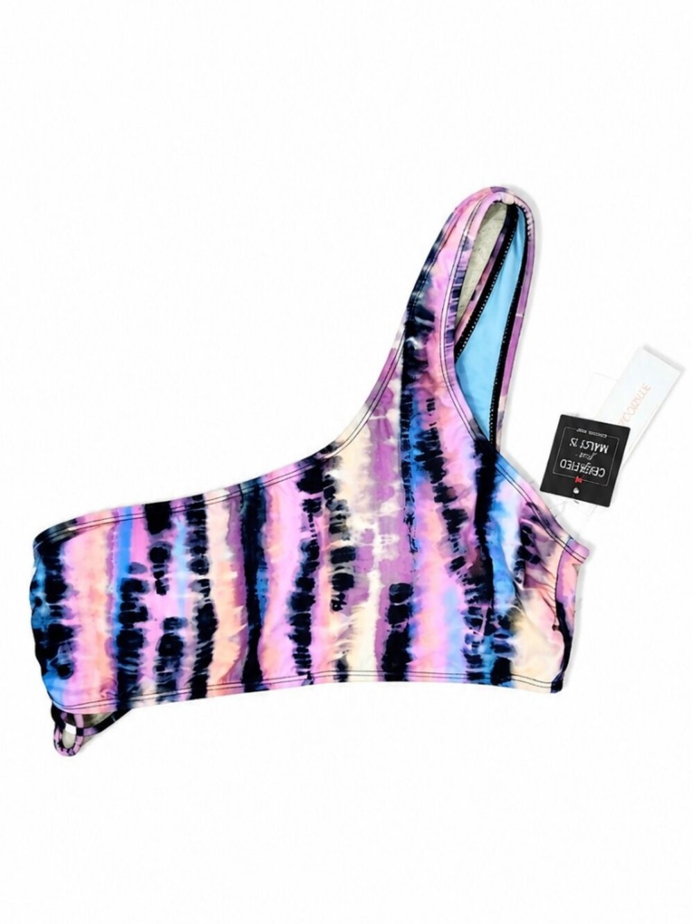 Salt + Cove Pastel Tie-Dye One-Shoulder Swim Top